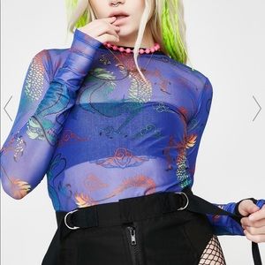 Dolls kills blue spitfire sheer top